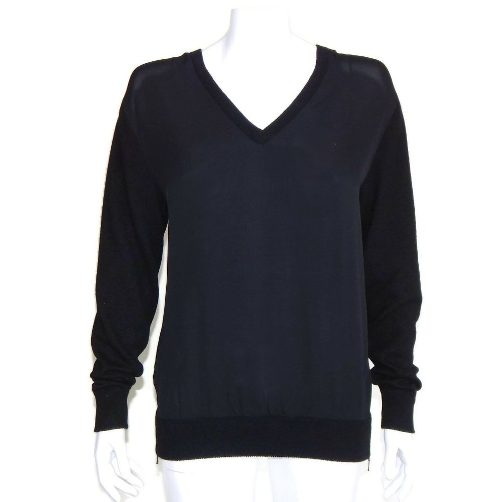 MONIKA CHIANG Black 100% Cashmere V-Neck Sweater Women's size XS - 8905